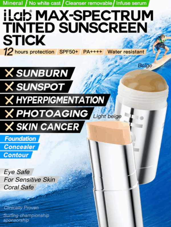iLab Max-Spectrum Mineral Sunscreen Stick SPF50+ Light Beige 13.9g