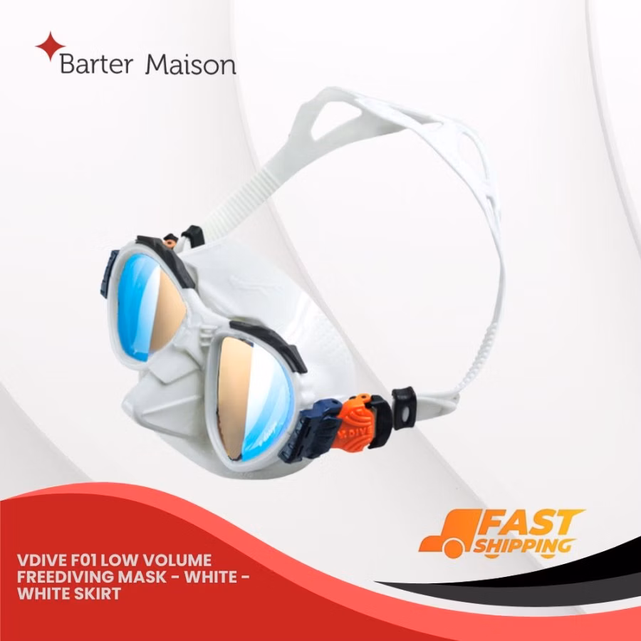 Vdive F01 Low Volume Freediving Mask - White - White Skirt