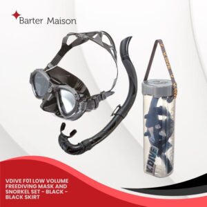 Vdive F01 Low Volume Freediving Mask and Snorkel Set - Black - Black Skirt