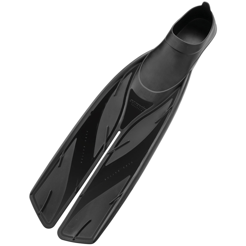 Atomic Aquatics full foot split fins in black for scuba diving and snorkeling