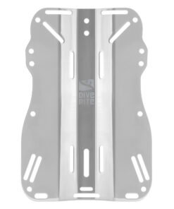 Dive Rite stainless steel backplate for scuba diving backplate and wing system with harness slots